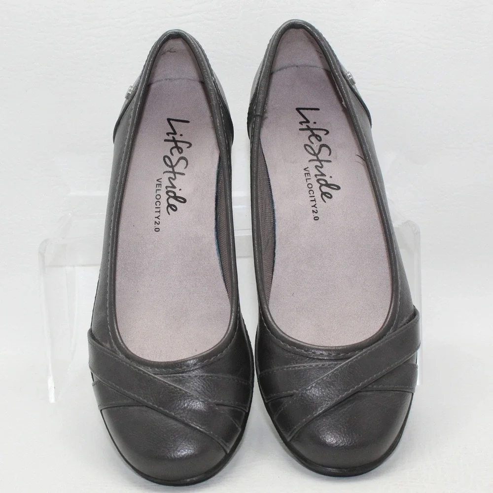 LifeStride‎ Velocity 2.0 I-Loyal Dark Gray Wedge Pumps Womens 6W Round Toe Shoes